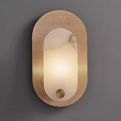 Modern Luxury Oval Copper Marble 1-Light Wall Sconce Lamp For Living Room