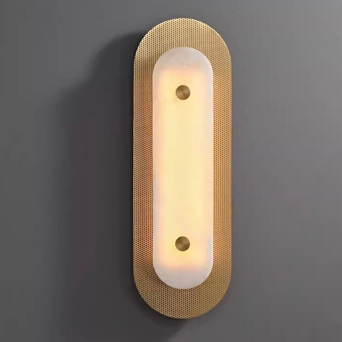 Modern Luxury Oval Copper Marble 1-Light Wall Sconce Lamp For Living Room