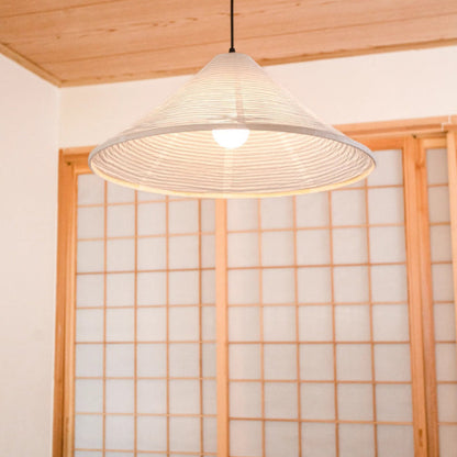 Traditional Japanese Cone Iron Paper 1-Light Pendant Light For Living Room