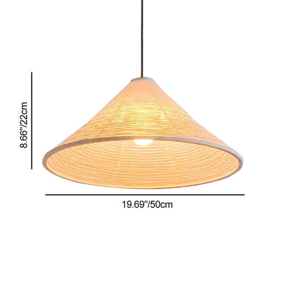 Traditional Japanese Cone Iron Paper 1-Light Pendant Light For Living Room