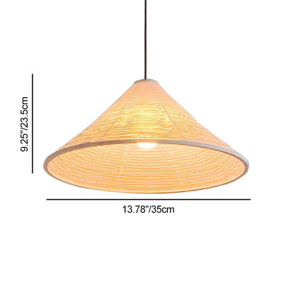 Traditional Japanese Cone Iron Paper 1-Light Pendant Light For Living Room