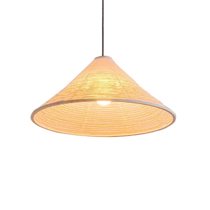 Traditional Japanese Cone Iron Paper 1-Light Pendant Light For Living Room