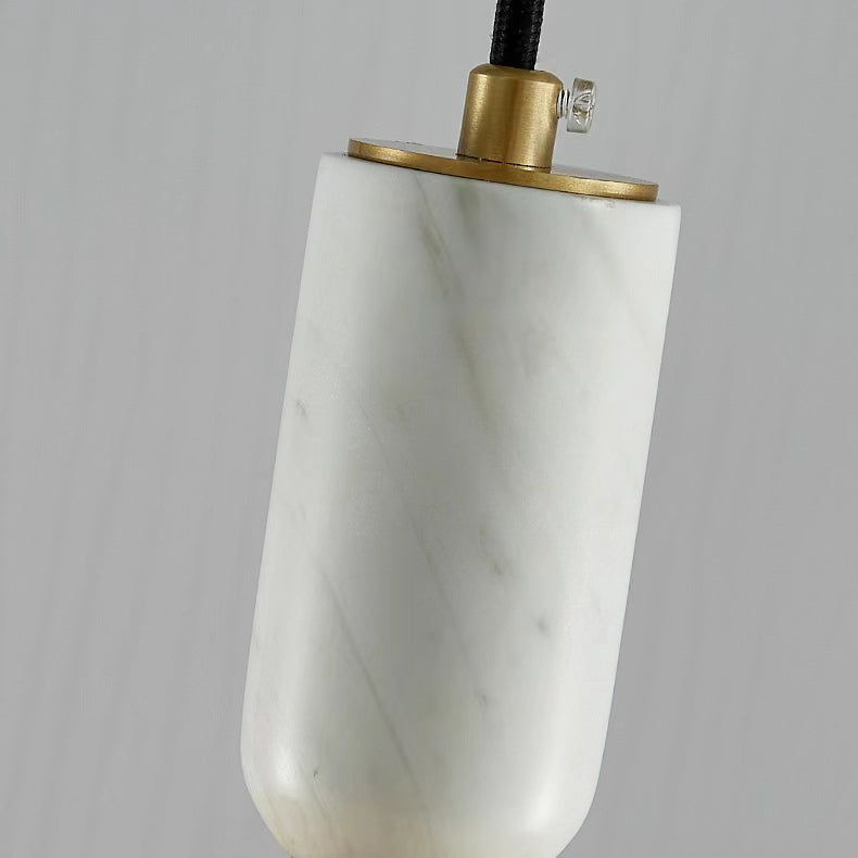 Contemporary Scandinavian Dome Copper Marble 1-Light Pendant Light For Bedroom