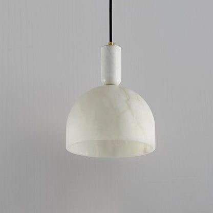 Contemporary Scandinavian Dome Copper Marble 1-Light Pendant Light For Bedroom