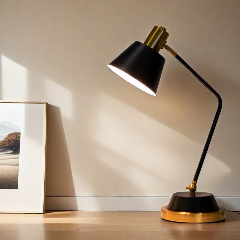 Contemporary Nordic Frustum Cone Metal 1-Light Table Lamp For Bedroom