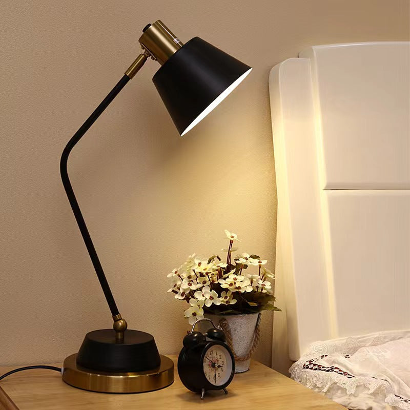 Contemporary Nordic Frustum Cone Metal 1-Light Table Lamp For Bedroom