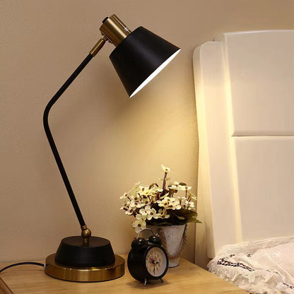 Contemporary Nordic Frustum Cone Metal 1-Light Table Lamp For Bedroom