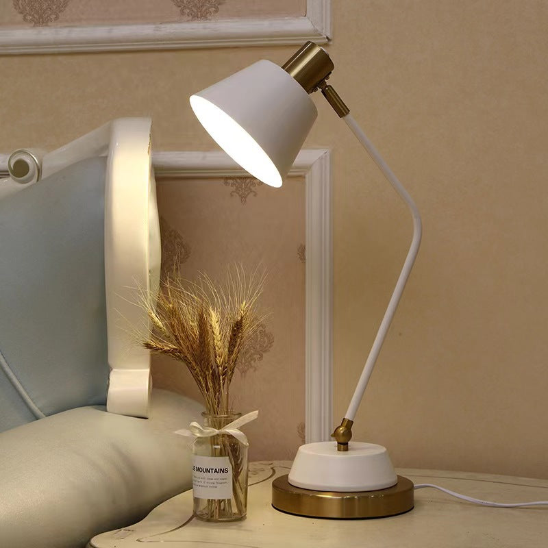 Contemporary Nordic Frustum Cone Metal 1-Light Table Lamp For Bedroom
