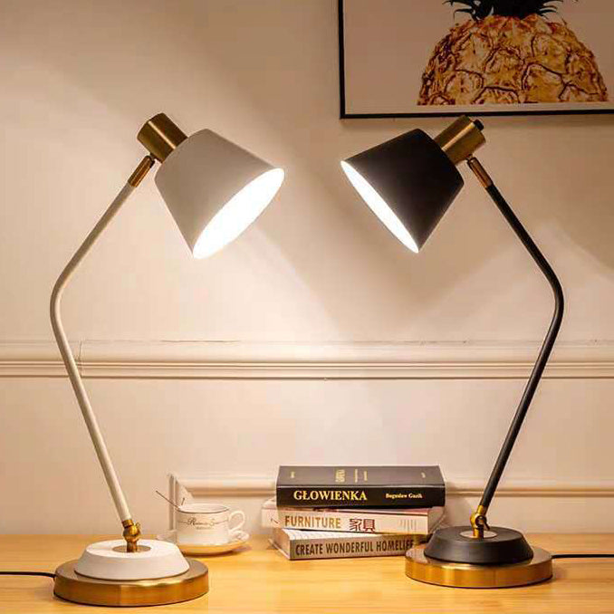 Contemporary Nordic Frustum Cone Metal 1-Light Table Lamp For Bedroom