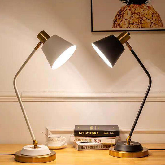 Contemporary Nordic Frustum Cone Metal 1-Light Table Lamp For Bedroom