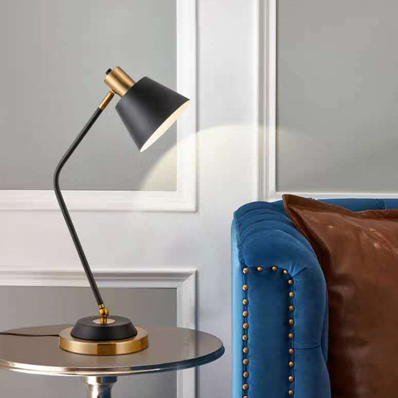 Contemporary Nordic Frustum Cone Metal 1-Light Table Lamp For Bedroom