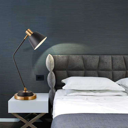 Contemporary Nordic Frustum Cone Metal 1-Light Table Lamp For Bedroom