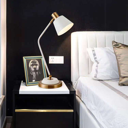 Contemporary Nordic Frustum Cone Metal 1-Light Table Lamp For Bedroom