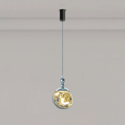 Modern Eclectic Lava Spherical Iron Acrylic 1-Light Pendant Light For Bedroom