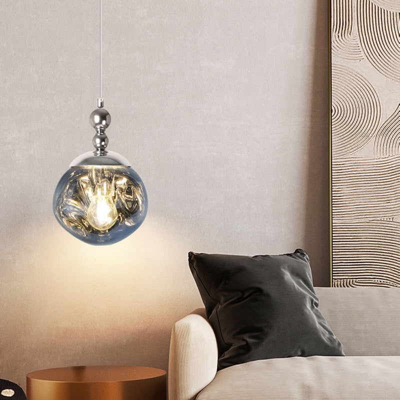 Modern Eclectic Lava Spherical Iron Acrylic 1-Light Pendant Light For Bedroom