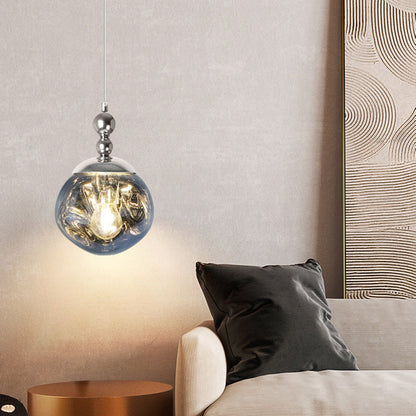 Modern Eclectic Lava Spherical Iron Acrylic 1-Light Pendant Light For Bedroom
