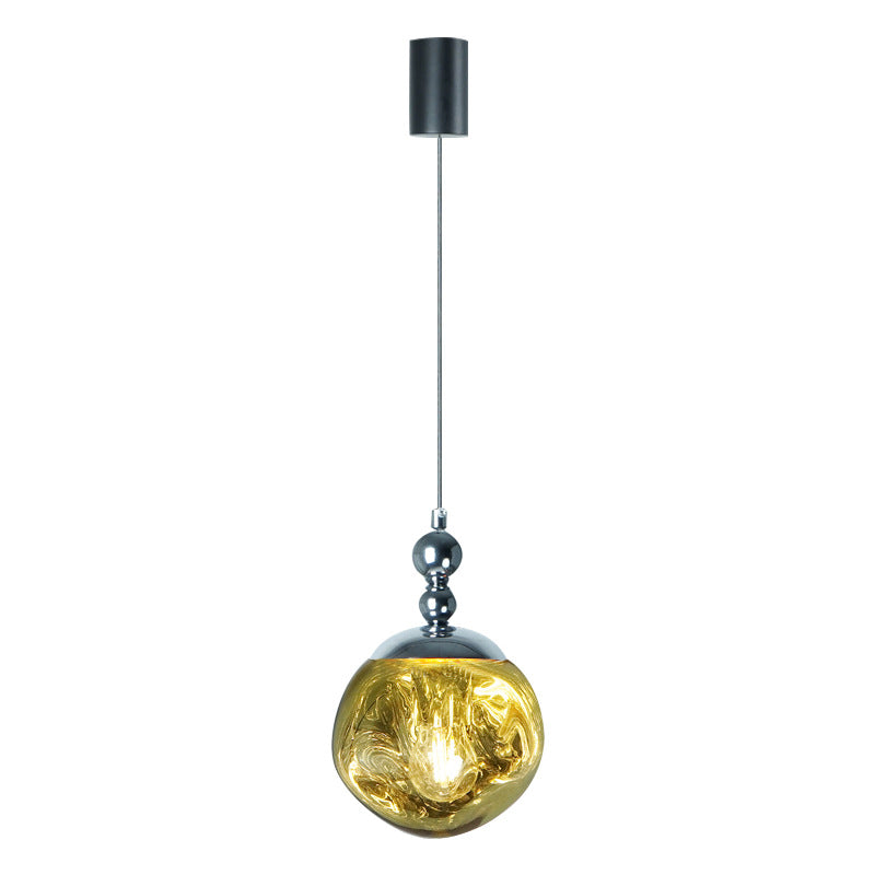 Modern Eclectic Lava Spherical Iron Acrylic 1-Light Pendant Light For Bedroom