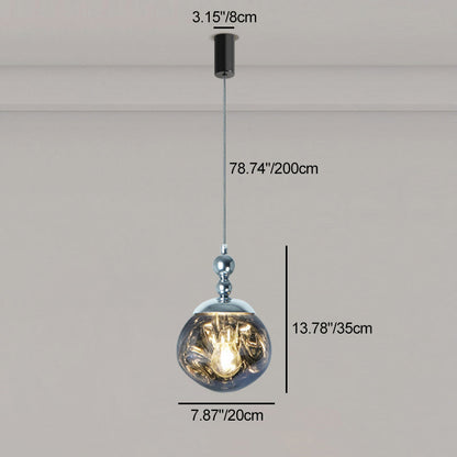 Modern Eclectic Lava Spherical Iron Acrylic 1-Light Pendant Light For Bedroom