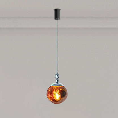 Modern Eclectic Lava Spherical Iron Acrylic 1-Light Pendant Light For Bedroom