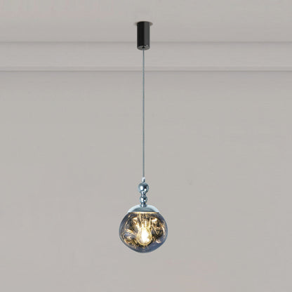 Modern Eclectic Lava Spherical Iron Acrylic 1-Light Pendant Light For Bedroom