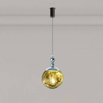 Modern Eclectic Lava Spherical Iron Acrylic 1-Light Pendant Light For Bedroom