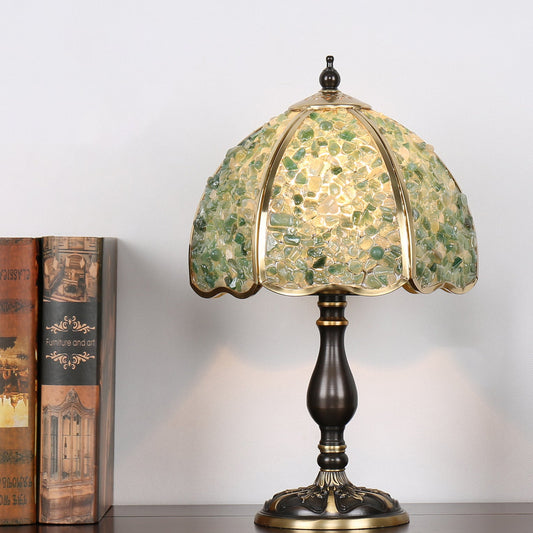 Traditional Vintage Dome Crystal Copper 1-Light Table Lamp For Bedroom