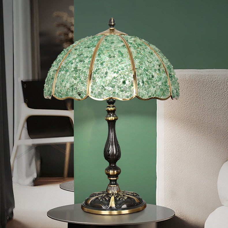 Traditional Vintage Dome Crystal Copper 1-Light Table Lamp For Bedroom