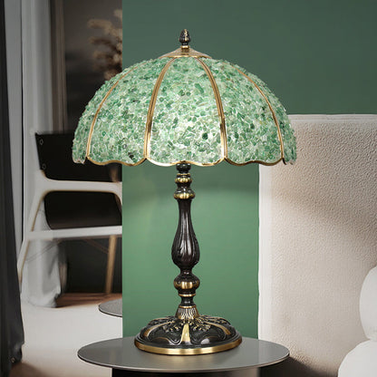 Traditional Vintage Dome Crystal Copper 1-Light Table Lamp For Bedroom