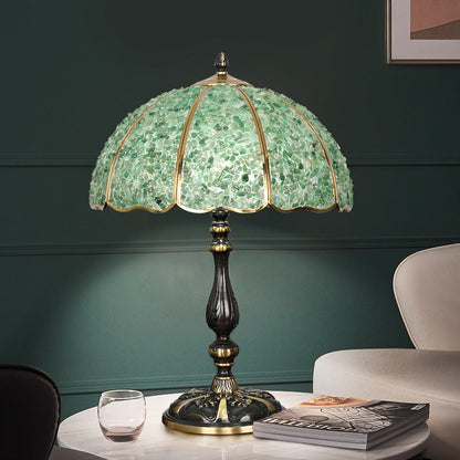 Traditional Vintage Dome Crystal Copper 1-Light Table Lamp For Bedroom