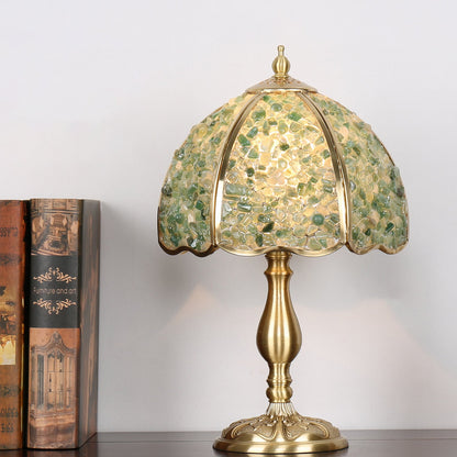 Traditional Vintage Dome Crystal Copper 1-Light Table Lamp For Bedroom