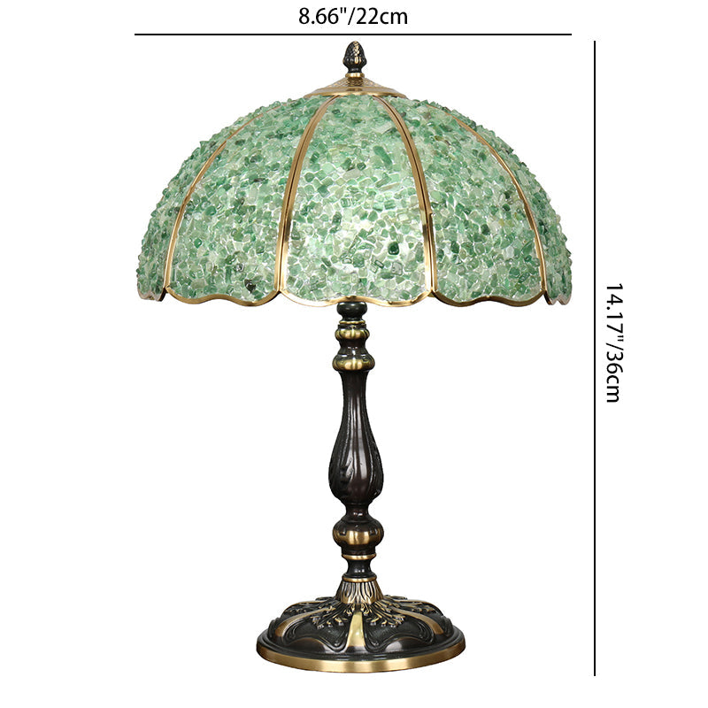 Traditional Vintage Dome Crystal Copper 1-Light Table Lamp For Bedroom