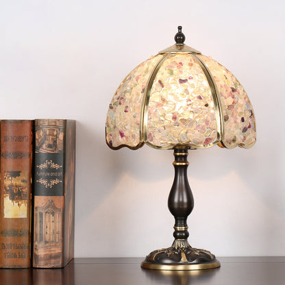 Traditional Vintage Dome Crystal Copper 1-Light Table Lamp For Bedroom