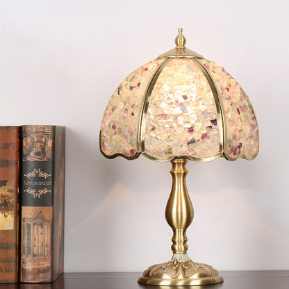 Traditional Vintage Dome Crystal Copper 1-Light Table Lamp For Bedroom