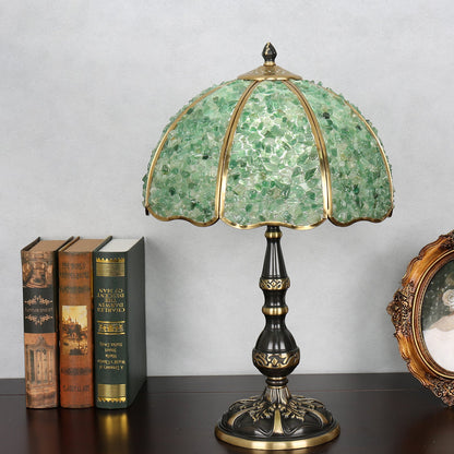 Traditional Vintage Dome Crystal Copper 1-Light Table Lamp For Bedroom