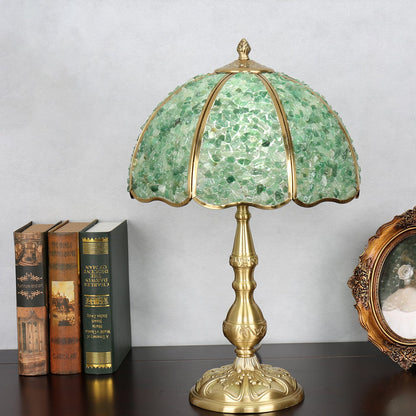 Traditional Vintage Dome Crystal Copper 1-Light Table Lamp For Bedroom