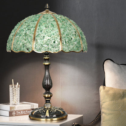 Traditional Vintage Dome Crystal Copper 1-Light Table Lamp For Bedroom