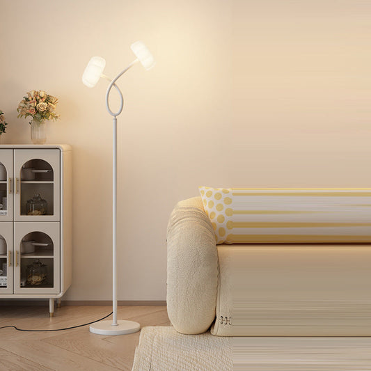 Contemporary Scandinavian Flower Iron Plastic LED Standing Floor Lamp For Living Room
