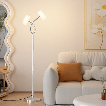 Contemporary Scandinavian Flower Iron Plastic LED Standing Floor Lamp For Living Room