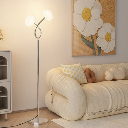 Contemporary Scandinavian Flower Iron Plastic LED Standing Floor Lamp For Living Room