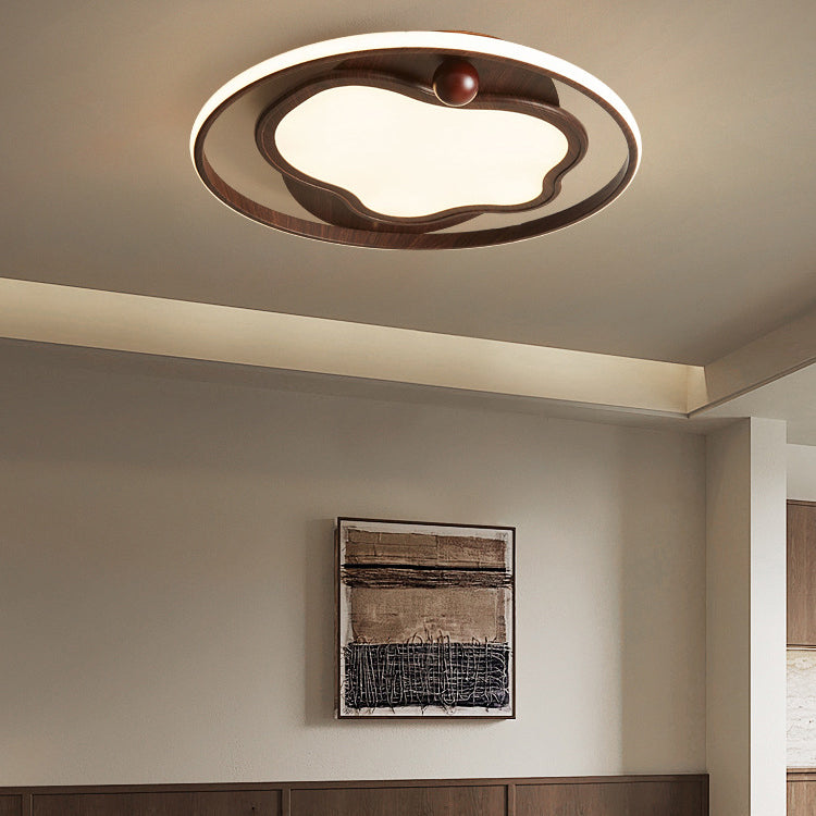 Traditional Vintage Round Iron Acrylic LED Flush Mount Ceiling Light For Bedroom