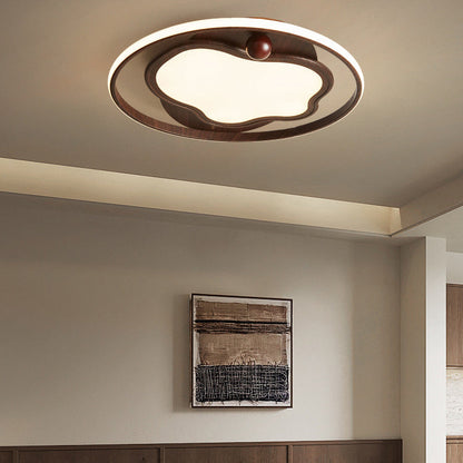 Traditional Vintage Round Iron Acrylic LED Flush Mount Ceiling Light For Bedroom