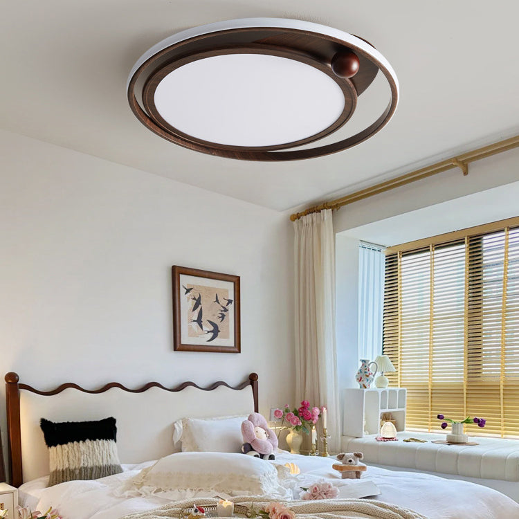Traditional Vintage Round Iron Acrylic LED Flush Mount Ceiling Light For Bedroom