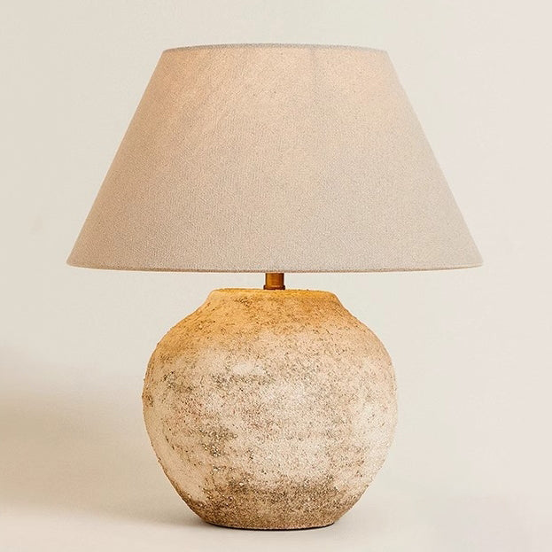 Modern Shabby Chic Frustum Cone Ceramic Fabric 1-Light Table Lamp For Bedroom