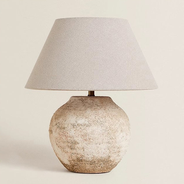 Modern Shabby Chic Frustum Cone Ceramic Fabric 1-Light Table Lamp For Bedroom