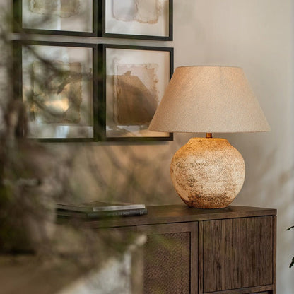 Modern Shabby Chic Frustum Cone Ceramic Fabric 1-Light Table Lamp For Bedroom