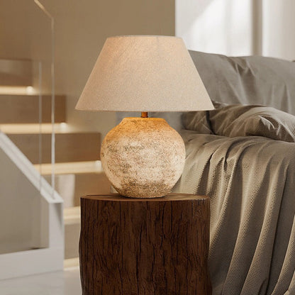 Modern Shabby Chic Frustum Cone Ceramic Fabric 1-Light Table Lamp For Bedroom
