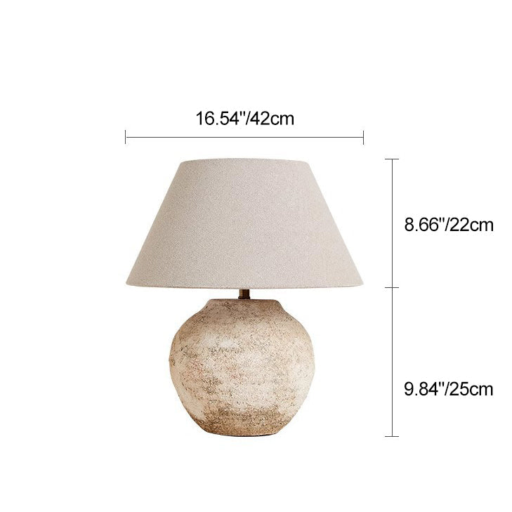Modern Shabby Chic Frustum Cone Ceramic Fabric 1-Light Table Lamp For Bedroom