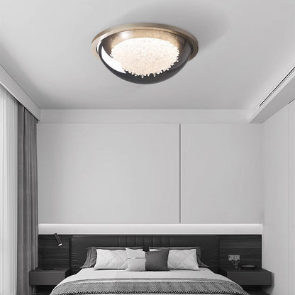 Modern Eclectic Dome Metal Platinum LED Flush Mount Ceiling Light For Bedroom