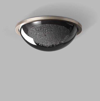 Modern Eclectic Dome Metal Platinum LED Flush Mount Ceiling Light For Bedroom