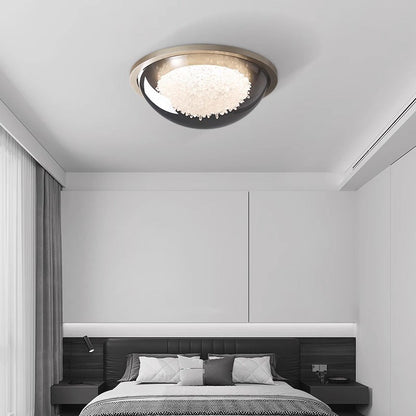 Modern Eclectic Dome Metal Platinum LED Flush Mount Ceiling Light For Bedroom